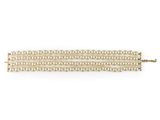 a white pearl bracelet with gold clasp