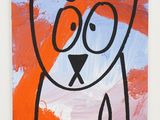 a painting of a cat with a tear coming out of it ' s mouth