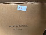 a cardboard box with a label on it that says rcc203 rat ball station
