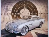 a picture of a silver car in front of a target