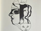 an image of a drawing of a woman ' s face with a mask on her head