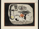 une image représentant un poisson et un oiseau peints sur une assiette