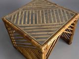 rattan coffee table with glass top