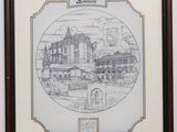 a drawing of a drawing of a building in a frame