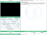a green and white document with a barcode on it