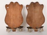 pair of antique wooden wall sconces with glass fringes