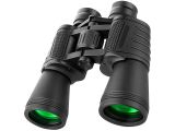 a pair of binoculars with green lenses on a white background