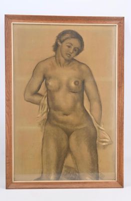 painting of a nude woman in a wooden frame