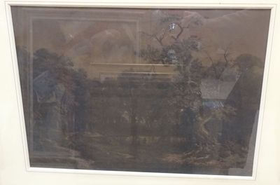 a picture of a painting on display in a glass case