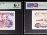 three different types of currency are displayed on a black background