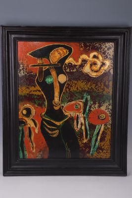 an image of a painting of a woman with a hat on