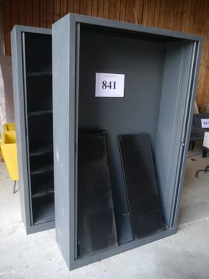 a metal cabinet that has a number on it