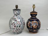 two vases that are sitting next to each other on a table