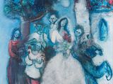 an image of a painting of a group of people in front of a building