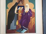 a picture of a book with a painting of a man and a woman