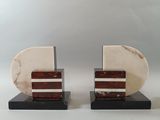 pair of art deco marble bookends