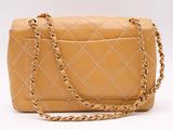 chanel beige quilted leather shoulder bag with gold chain strap
