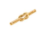 a close up of a gold tie bar on a white background
