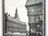 a black and white photo of a city street
