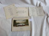 trois vieilles cartes postales représentant des personnes allongées sur un lit, avec un lac en arrière-plan