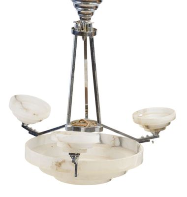 Dans le goût de Muller Frères. Lustre en verre pressé et str…