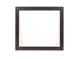 a black picture frame with a white background on a white wall