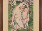 painting of a mother and child in a field of flowers