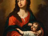a painting of a woman holding a child in her arms