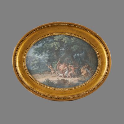 painting of a painting of a group of people in a wooded setting