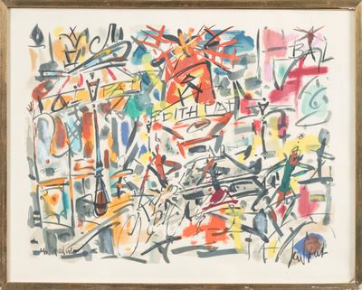 an image of a picture of a painting with lots of paint on it