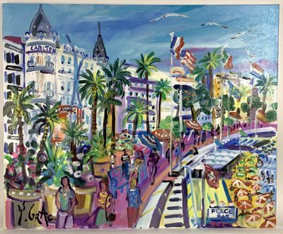 GRAC Yvon (Né en 1945) : Cannes - La Croisette au mois du fe… - Photo 1