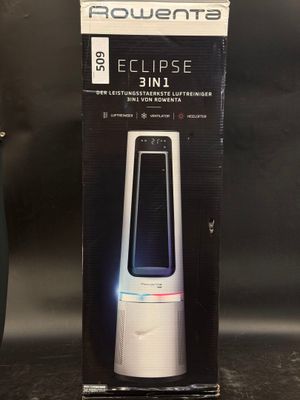 une boîte contenant un appareil électronique blanc et bleu