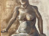 a painting of a nude woman sitting on a chair