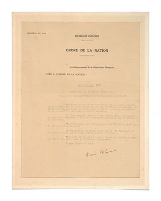 an old document with a black and white image of a man in a suit