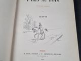 an open book with a drawing of a man riding a horse