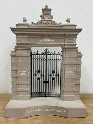 a figurine of a gate that is on a table