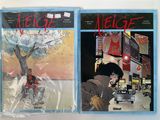 two covers of a comic book with a man on a motorcycle