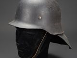 a close up of a helmet on a mannequin head