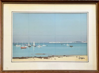 a picture of a picture of boats in the water