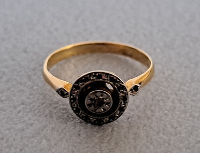 Petite bague en or de deux tons 18K 750 millièmes sertie de … - Photo 1