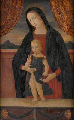 une image d'un tableau représentant une femme tenant un bébé dans ses bras