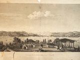 une vieille photo montrant une vue de la ville prise de loin