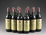 six bottles of wine are lined up in a row