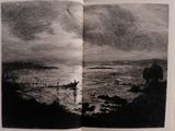 drawing of an open book with a picture of a boat in the water