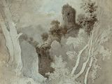 une image représentant un tableau d'un château dans les bois