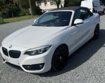 une photo d'une BMW décapotable blanche garée sur un parking