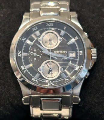 SEIKO PREMIER. Montre bracelet en acier, modèle "Chronograph…