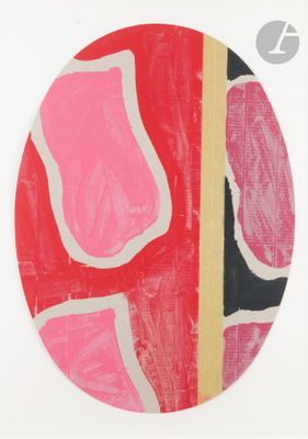a picture of a painting of a red and pink circle