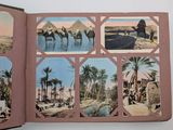 a book with pictures of people and animals in the desert