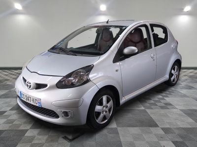 a picture of a small silver car parked in a garage
